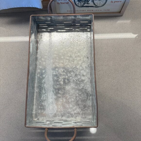 Large Galvanized Metal Tray – Farmhouse Style - Picture 3 of 10